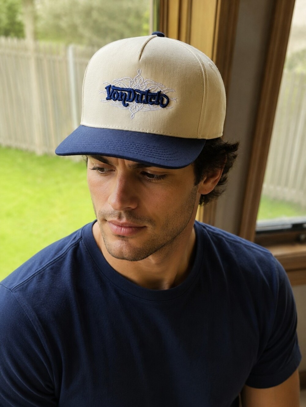 Brand New Von Dutch Cream and Blue Chopper SnapBack